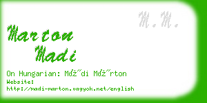 marton madi business card